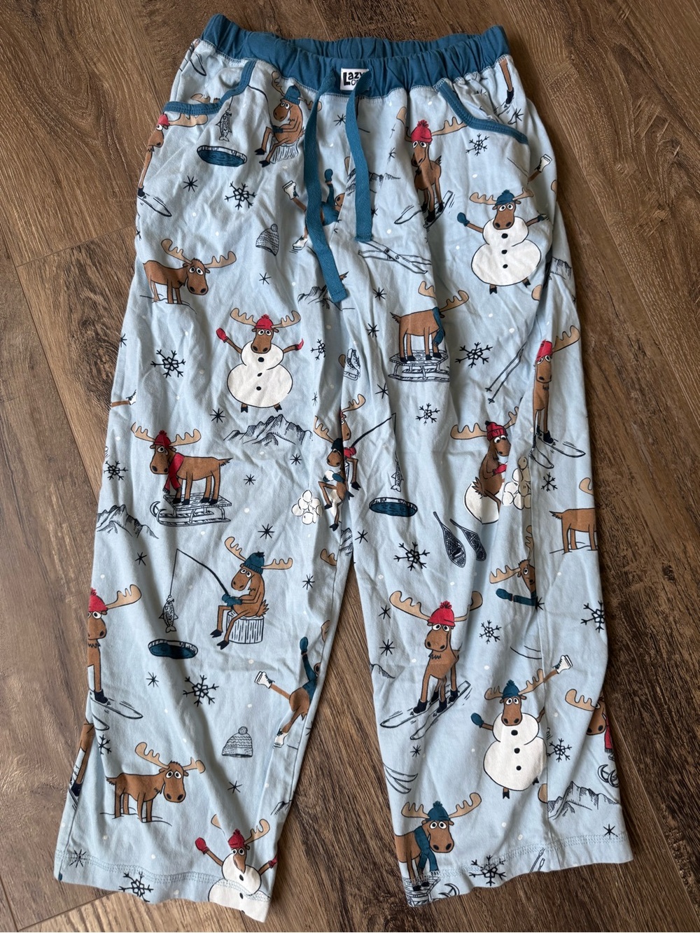 Lazy One Light Blue Moose & Snowman Lounge Pants